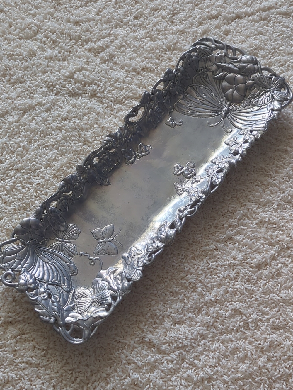 1999 Arthur Court Cast Aluminum Decorative Butterfly Serving Tray